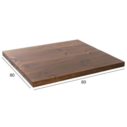 TABLETOP SQUARE HM6150 SOLID FIR WOOD IN WALNUT VARNISH 80x80x4(thickness)cm.