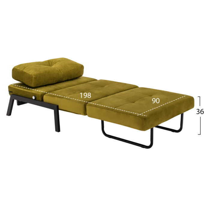 HM3078.13 Armchair Bed Constance, Olive Green Velvet, 95x92x66cm