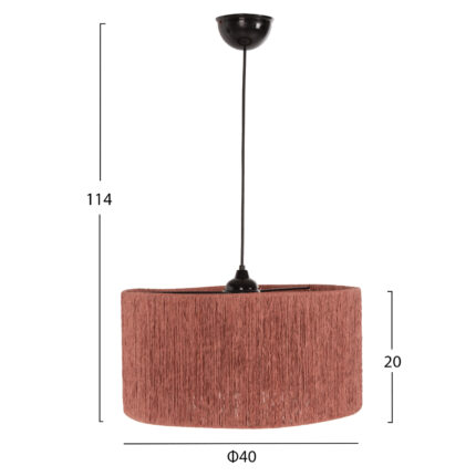 CEILING PENDANT LAMP INDOORS HM7945.04 WITH SALMON COLORED PAPER ROPE CAP Φ40x117Hcm.
