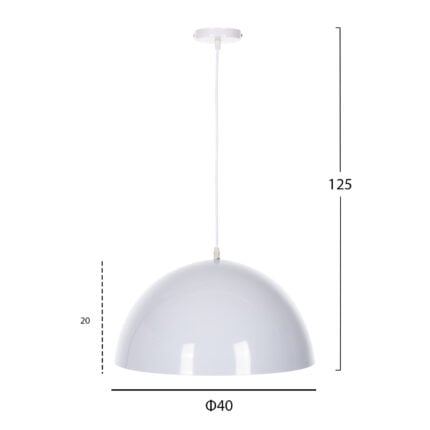 CEILING PENDANT LAMP HM4079 WHITE METAL ROUND CAP Φ40x125Hcm.