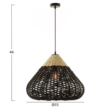 CEILING PENDANT LAMP HM4346 PAPER ROPE ΙΝ BEIGE AND BLACK Φ55,5x44Hcm.