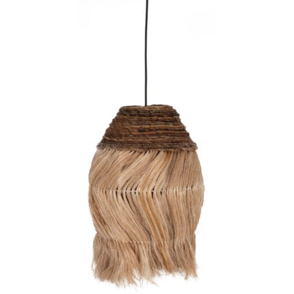 CEILING PENDANT OBLONG CYLINDRICAL CAP MADE OF ABACA FIBERS IN NATURAL 30x30x45Hcm.HM7763