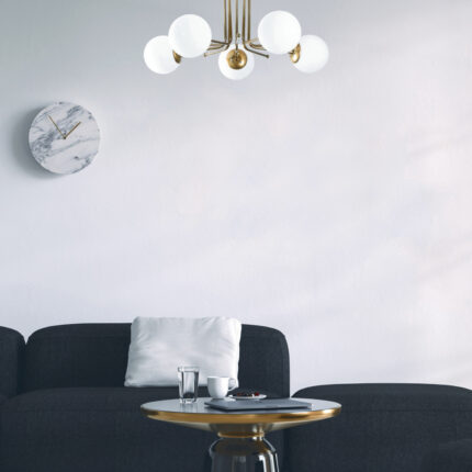 METAL CEILING LIGHT WITH GOLD FRAME AND WHITE GLASS HM7283 80Χ80Χ34 cm.