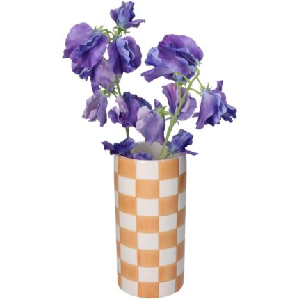Vase Check Dolomite Orange 10.2x10.2x20.3cm