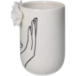 Vase Face Porcelain Ivory 12.2x10.4x16cm