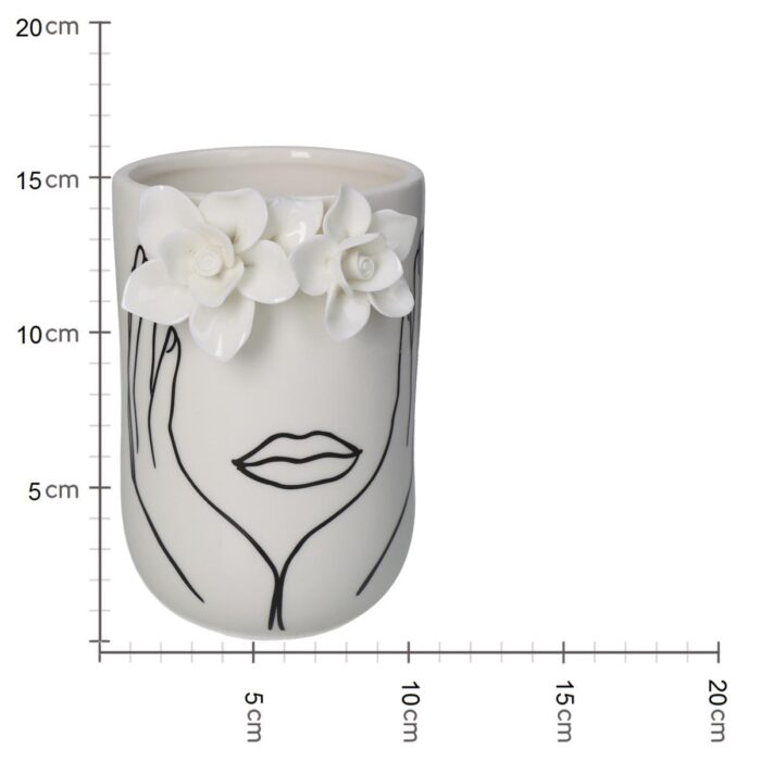 kal 0429 5 1 Vase Face Porcelain Ivory 12.2x10.4x16cm