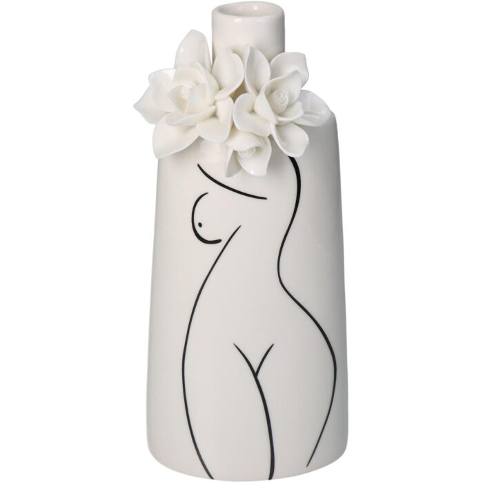 Vase Human Body Porcelain Ivory 11x10x25cm