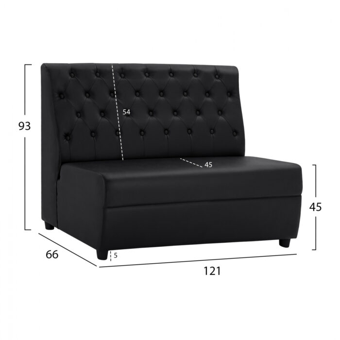 Sofa Landon HM3164.01 from PU leather in black color 121x66x93cm