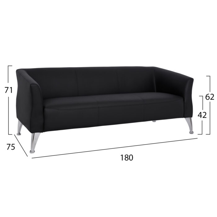 Sofa 3 seater Kiana HM3122.31 Black PU 180x75x71 cm