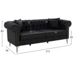 SOFA T. CHESTERFIELD HM3185.01 WITH BLACK PU 213x90x82Y cm.