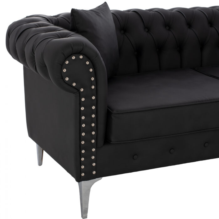 kanapes 3thesios fb9318501 t chesterfiel 4 Sofa T. Chesterfield Hm3185.01 With Black Pu 213x90x82y Cm.