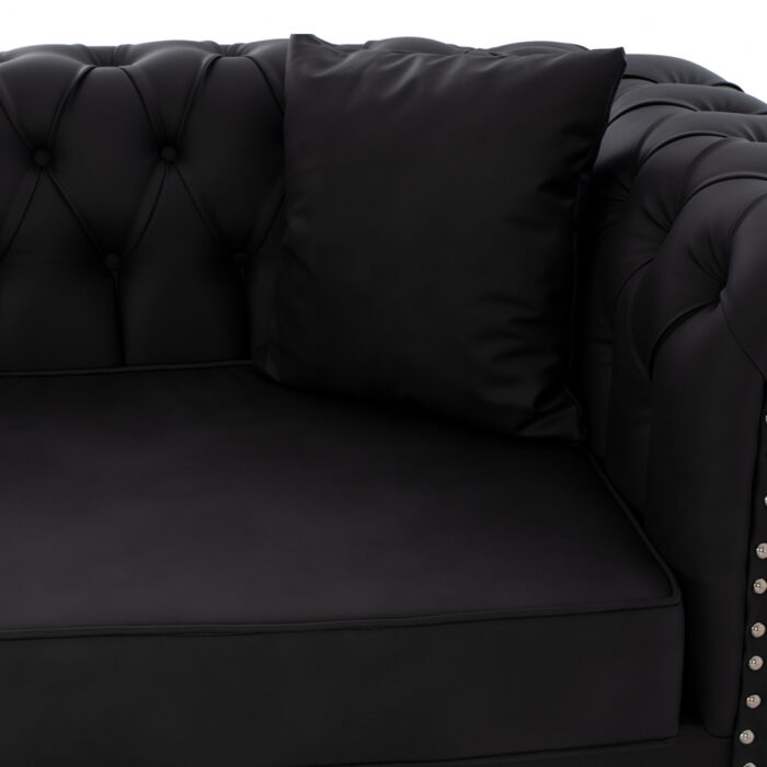kanapes 3thesios fb9318501 t chesterfiel 5 Sofa T. Chesterfield Hm3185.01 With Black Pu 213x90x82y Cm.
