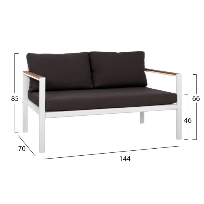 2 Seater Sofa aluminum HM5523.01 White