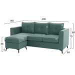 ΡONZA corner sofa, mint, high leg, 2pcs, reversible