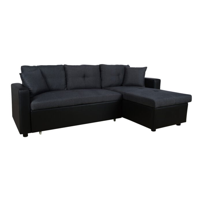 Corner Sofa Bed  Wayne 220x146x86 HM3028.01 Grey with Black PU