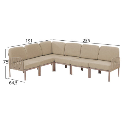 OUTDOOR CORNER SOFA WITH COFFEE TABLE IN CAPUCCINO AND BEIGE COLOR HM5931.02