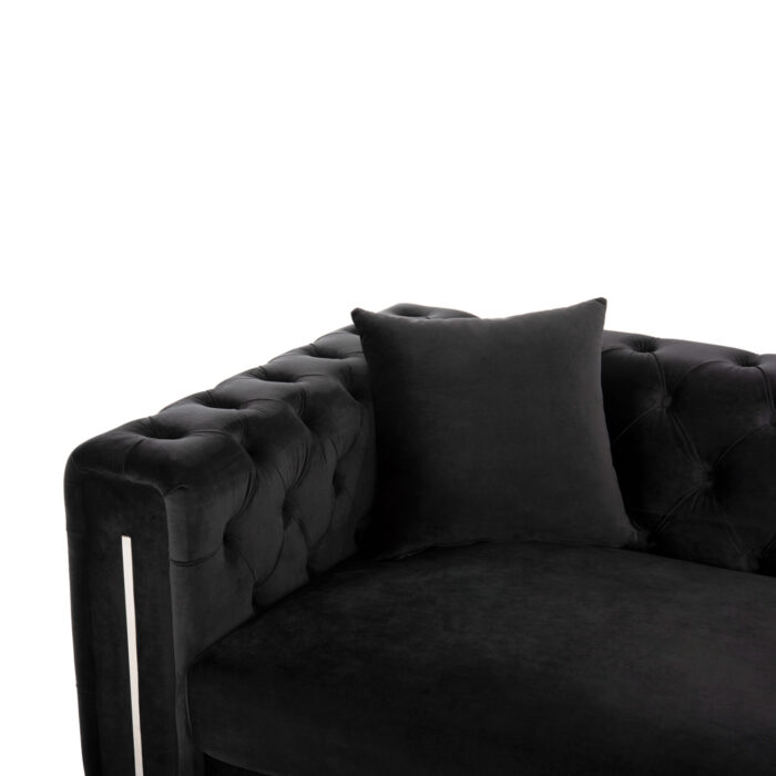 kanapes tchesterfield fb9326304 mayro be 4 Sofa 3-seater T.chesterfield Mobar Hm3263.04 Black Velvet-metal Legs 212x87x68h Cm.
