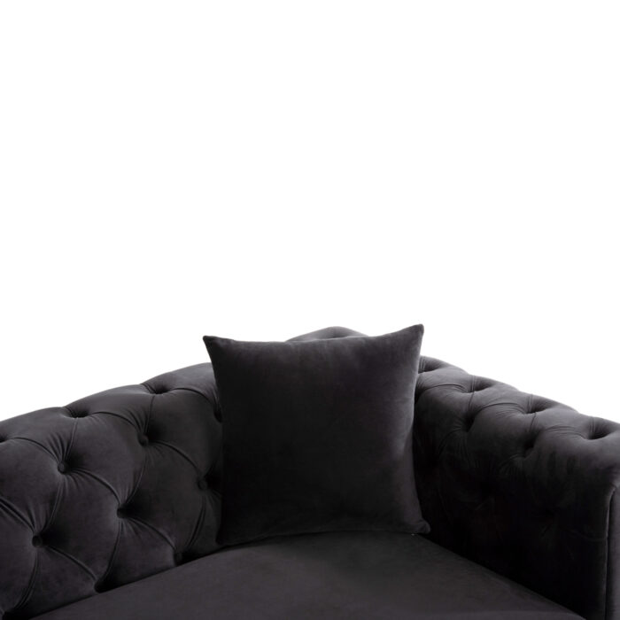 kanapes tchesterfield fb9326304 mayro be 5 Sofa 3-seater T.chesterfield Mobar Hm3263.04 Black Velvet-metal Legs 212x87x68h Cm.