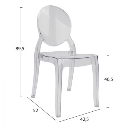 Chair acrylic clear Aramis HM0170 42,5x52x89,5 cm