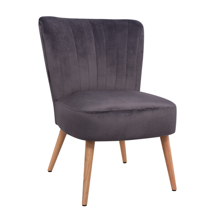 Velvet chair Carissa grey color HM8404.01 59x69x81h cm