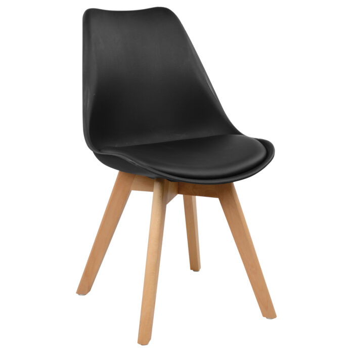 Chair Vegas HM0033.02 wooden legs-black seat 47x56,6x82Υ cm