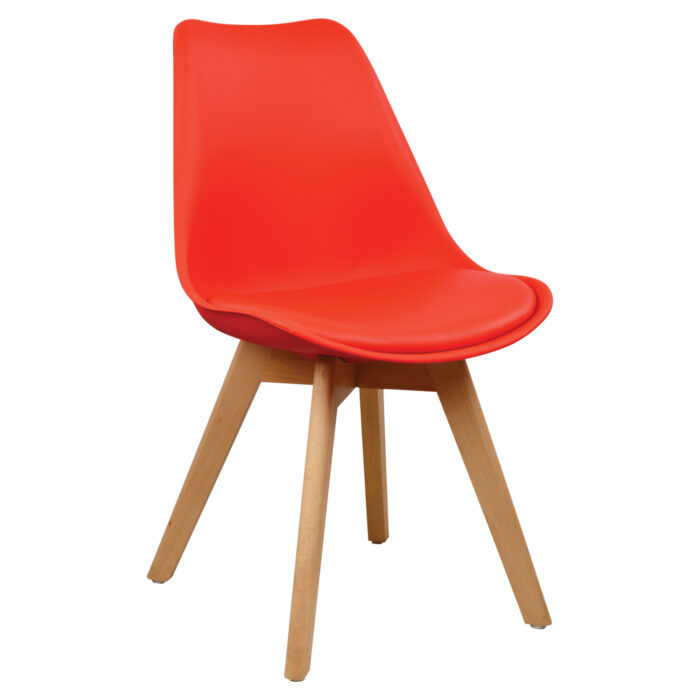 Chair Vegas HM0033.04 wooden legs-red seat 47X56,6X82 cm