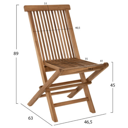 CHAIR KENDALL HM9540 FOLDING-TEAK WOOD IN NATURAL COLOR 46,5x63x89Hcm.