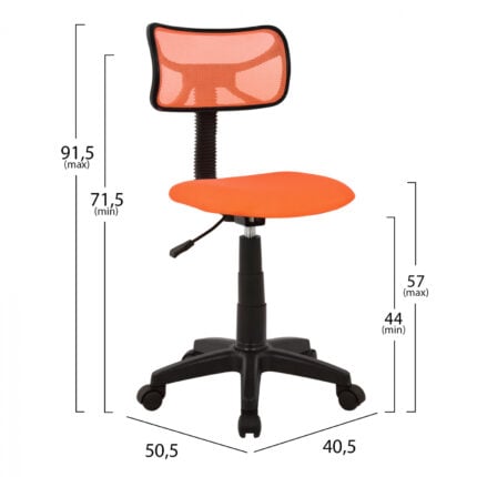 Office chair HM1026.02 orange with mesh fabric 40,5x50,5x91,5 cm.