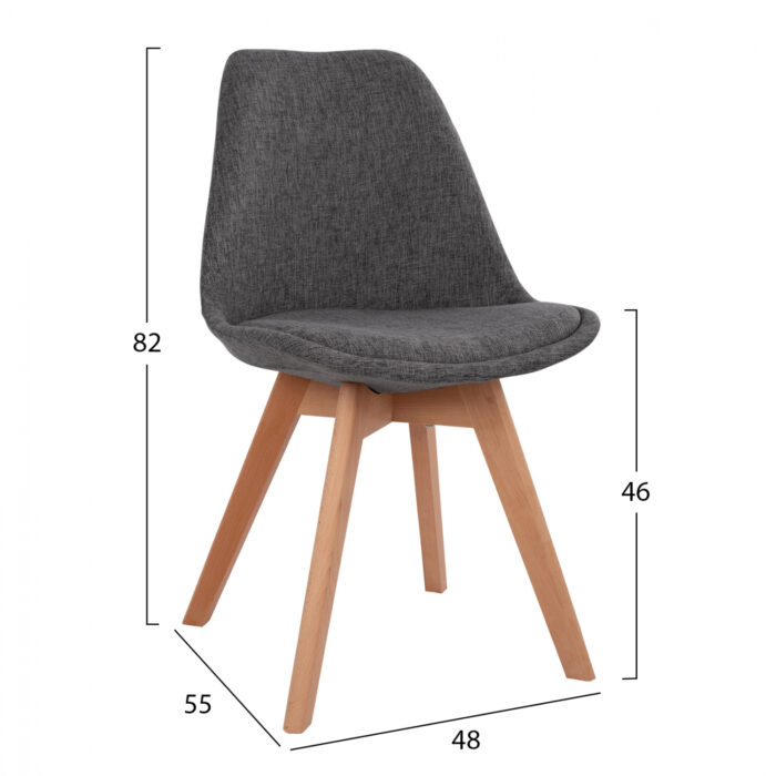 Chair Vegas with wooden legs and fabric Grey HM0033.50 48x55x82 cm