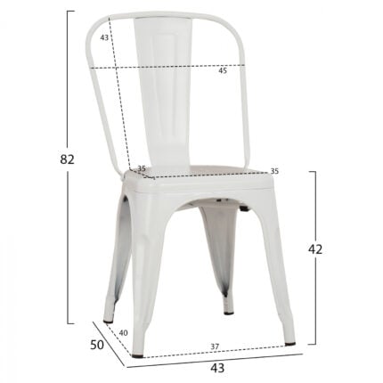 Metallic chair MELITA HM8641.21 in WHITE matte 43x50x82Ηcm