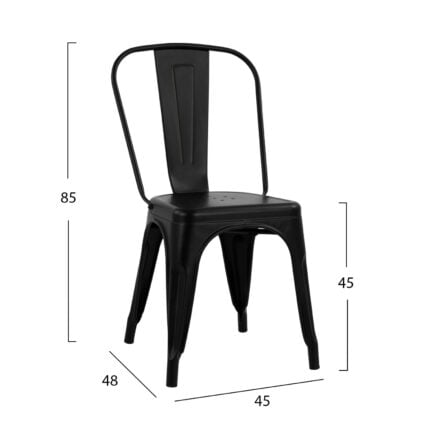 Metallic chair MELITA HM8641.22 in black matte 45x47x85Hcm