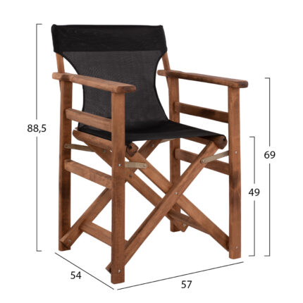 Director's chair Limnos Walnut with textline Black HM10368.05