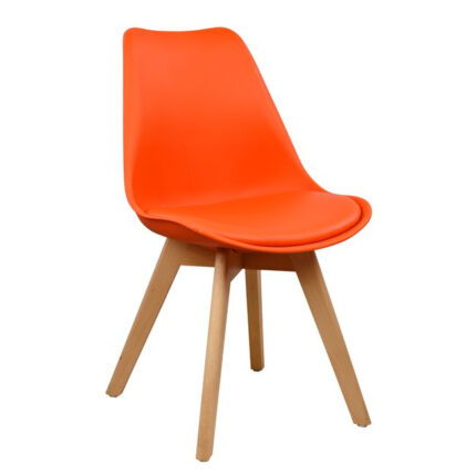 Chair Vegas HM0033.05 wooden legs-orange seat 47x56,6x82Υ cm