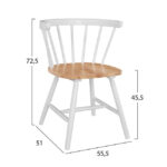 Chair wooden Elisa 55,5x51x72,5 cm HM8279 natural seat white frame