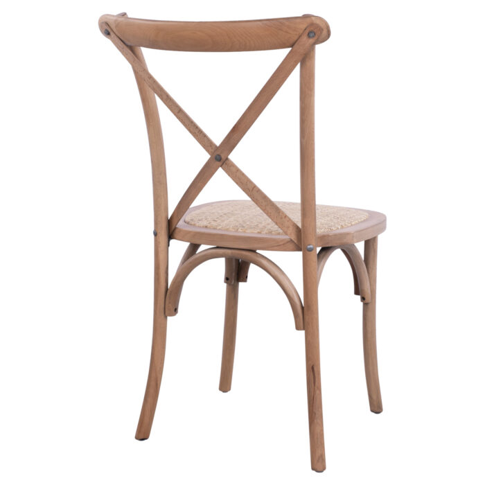 karekla xylini stoibazomeni apo oxia dar 4 1 Chair Owen Wooden Stackable from beech wood dark honey color Crossed Back HM8575.01 45x55,5x90 cm