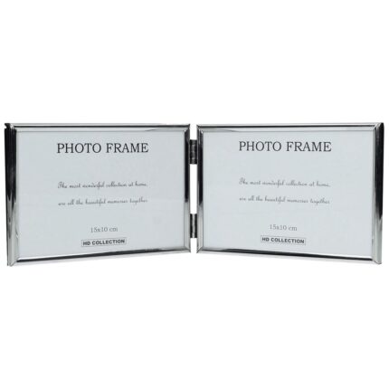 Photo Frame Double Silver Metal (2x)15x10cm