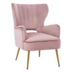 Armchair Mylie HM8394.12, dusty pink velvet, gold legs 65x75x93cm