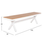 ALUMINUM BENCH TAWNEE HM6038.02 WHITE WITH POLYWOOD SEAT IN NATURAL WOOD COLOR 150x36x45Hcm.