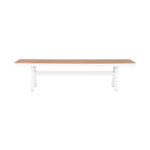ALUMINUM BENCH TAWNEE HM6038.02 WHITE WITH POLYWOOD SEAT IN NATURAL WOOD COLOR 150x36x45Hcm.