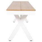 ALUMINUM BENCH TAWNEE HM6040.02 WHITE WITH POLYWOOD SEAT IN NATURAL WOOD COLOR 220x36x44,5Hcm.