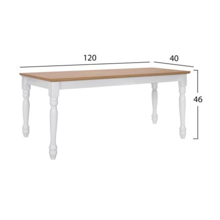Bench for dining table HM8281 natural seat white frame 120x40x46 cm