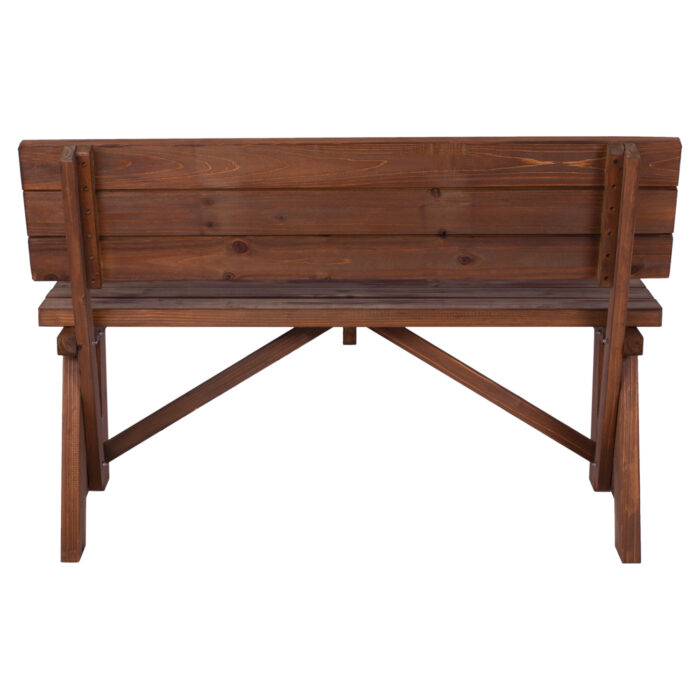 Bench Wooden Abbey HM5668.02 solid fir wood Walnut 118x56x79cm