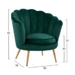 HM8493.03 Armchair, Velvet Cypress Green, gold legs 80x78x85cm
