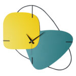 WALL CLOCK HM4327 METAL IN YELLOW & TURQUOISE 64,5x42,5H cm.