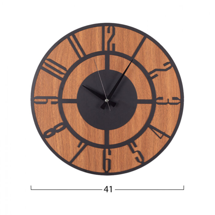 WALL CLOCK METAL BLACK WITH MDF HM7453 D41 cm.