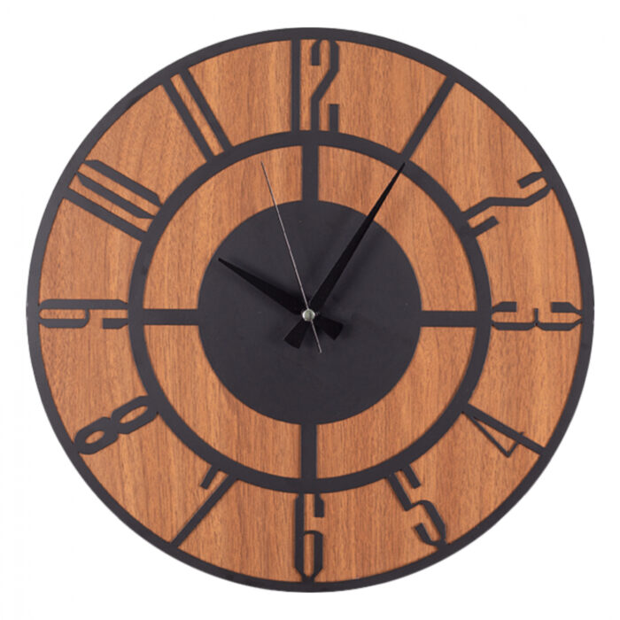 WALL CLOCK METAL BLACK WITH MDF HM7453 D41 cm.
