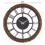 WALL CLOCK ROUND HM4336 DARK GREY METAL-KNITTED STRAW IN NATURAL Φ58 cm.