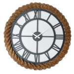 WALL CLOCK ROUND HM4337 DARK GREY METAL-KNITTED STRAW IN NATURAL Φ60 cm.