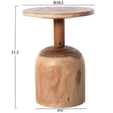 SET 2PCS SIDE TABLES PUMBE HM10710 SOLID SUAR WOOD IN NATURAL Φ38,5 & Φ39,5cm.