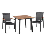 Set 3 pieces with Table 80x80x73cm & Armchairs Aluminum Grey color HM10540.10